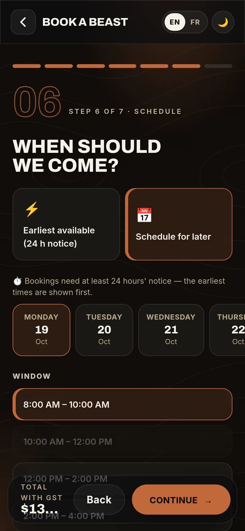 Pick a date & time